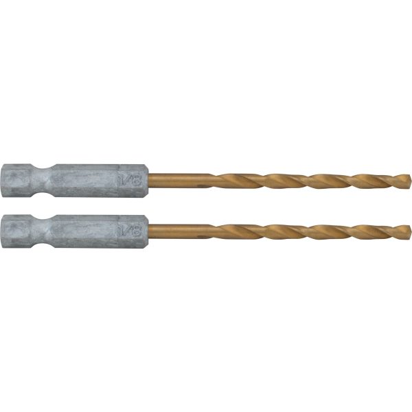 1/8-In. Hex Shank Titanium Nitride Coating Drill Bits (2 Pk.)