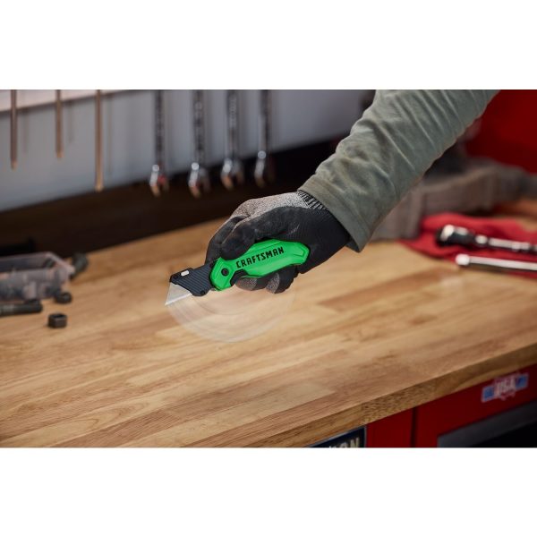 Hi-Vis Folding Utility Knife with 1 Blade Storage - Image 2